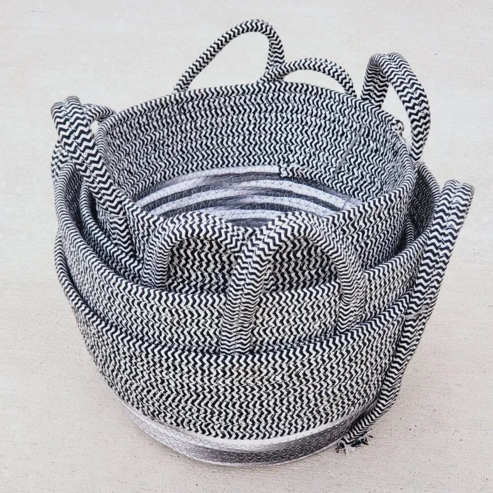Cotton Rope Braided Storage Basket Woven Coiled Rope Bins Baby Nursery Organizer